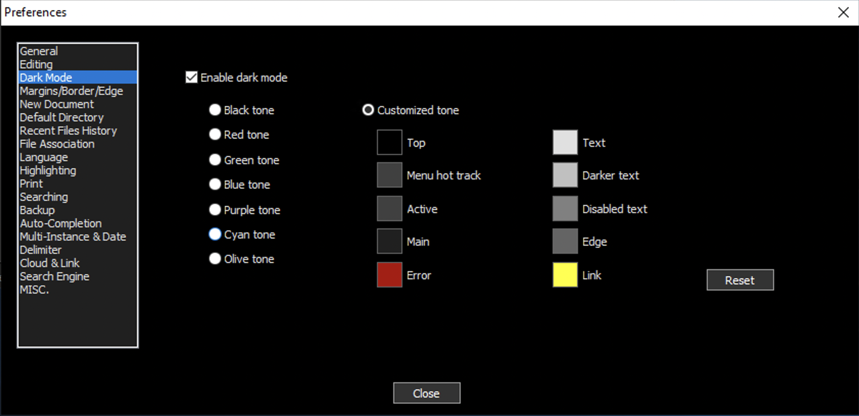 Notepad++ Dark mode Options
